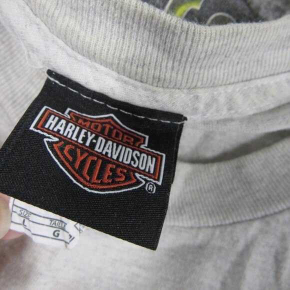 Harley Davidson Bahamas Pirate Skull Flag Heather Gray T Shirt Men's sz Large - Picture 3 of 3